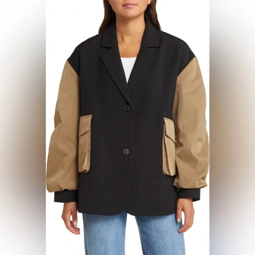 NWT BLANK NYC Story Teller Hybrid Bomber Blazer Jacket